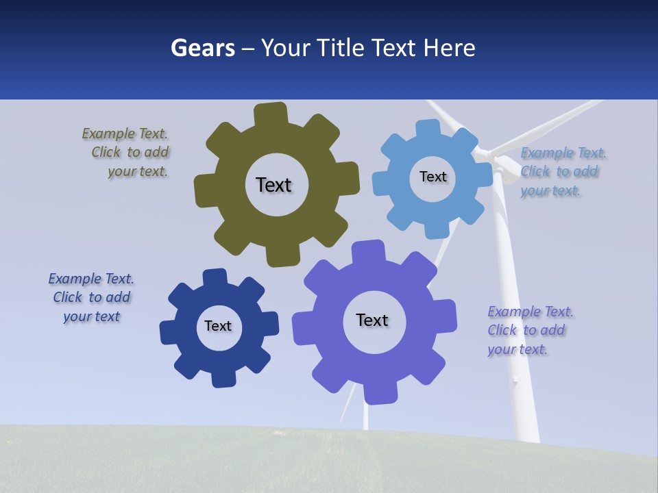 A Group Of Windmills In A Green Field PowerPoint Template