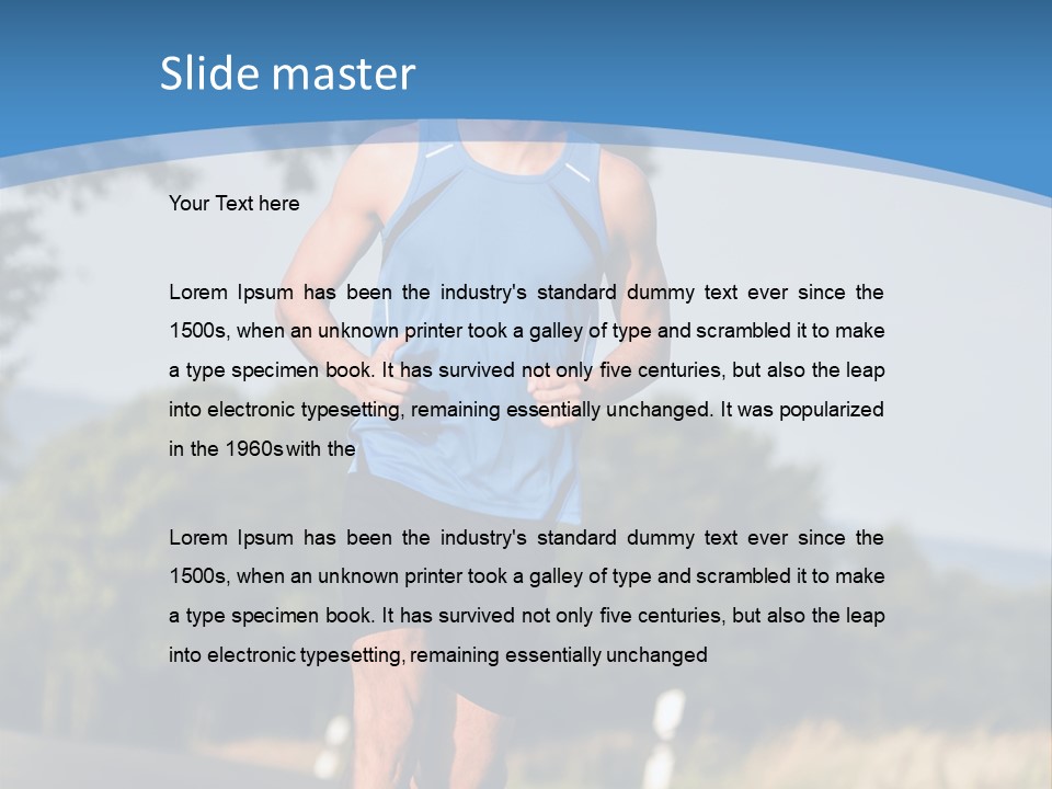 A Man Running Down A Road With Trees In The Background PowerPoint Template