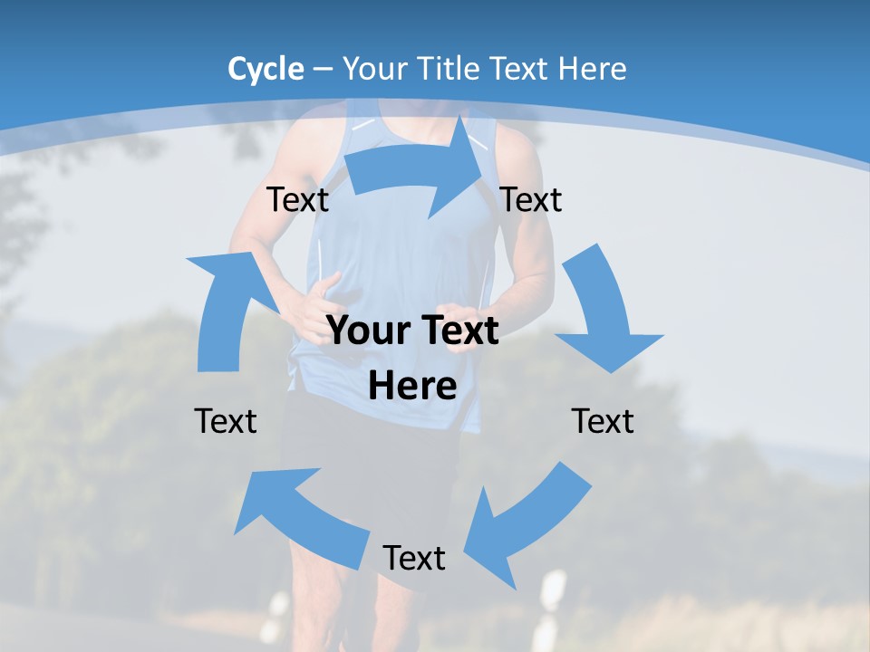 A Man Running Down A Road With Trees In The Background PowerPoint Template