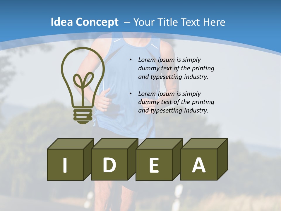 A Man Running Down A Road With Trees In The Background PowerPoint Template