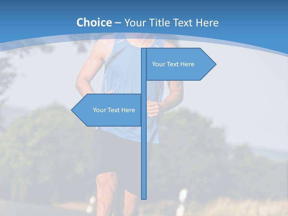 A Man Running Down A Road With Trees In The Background PowerPoint Template