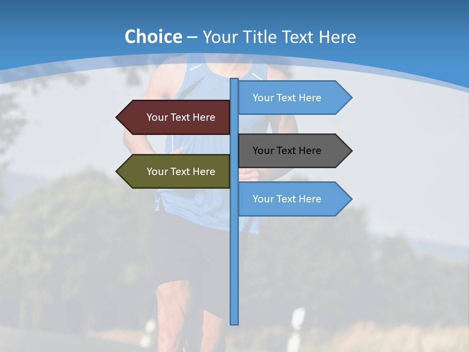 A Man Running Down A Road With Trees In The Background PowerPoint Template