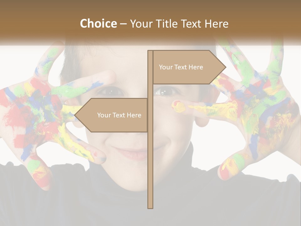 A Young Boy Holding His Hands Up To His Face PowerPoint Template