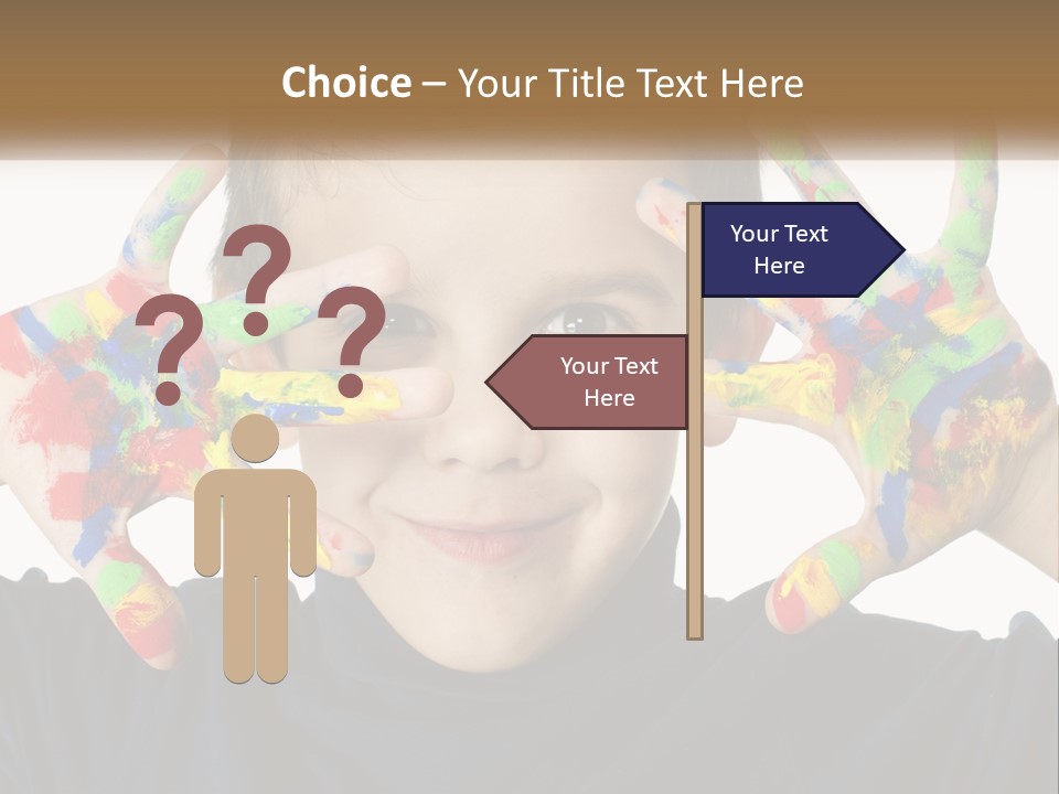A Young Boy Holding His Hands Up To His Face PowerPoint Template