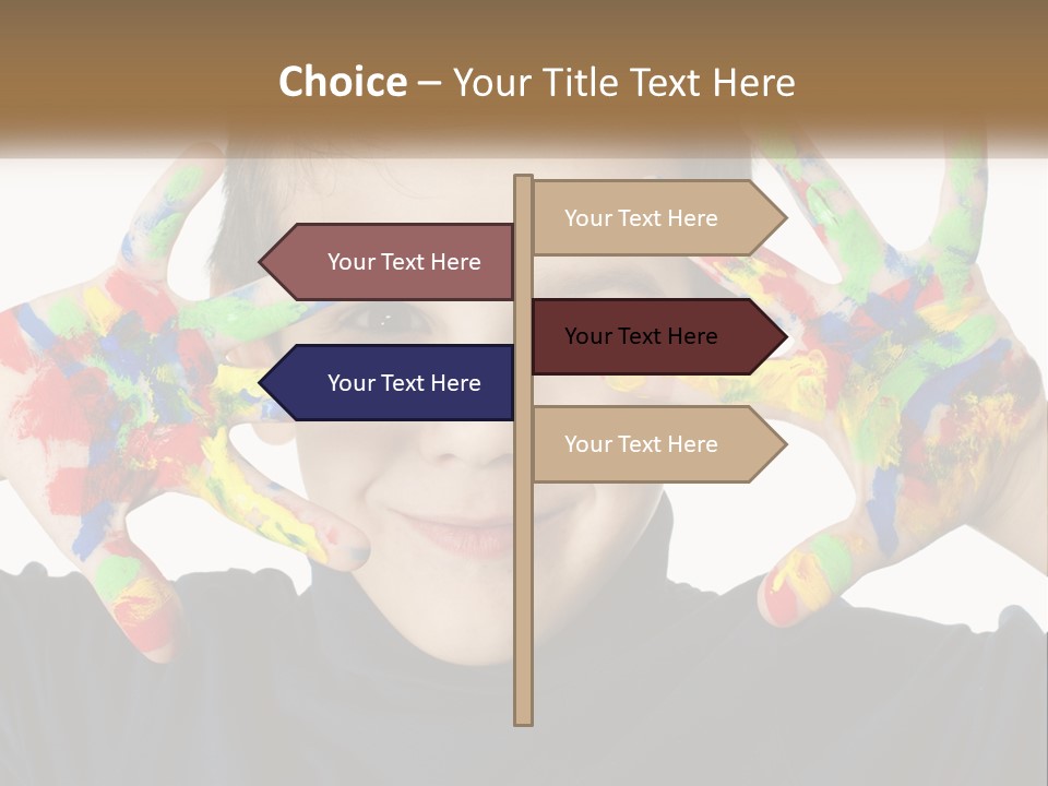 A Young Boy Holding His Hands Up To His Face PowerPoint Template