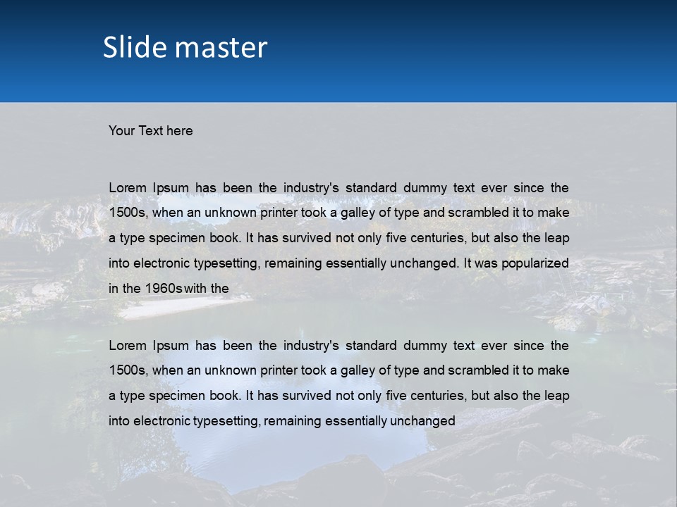 A Large Body Of Water Surrounded By Rocks PowerPoint Template