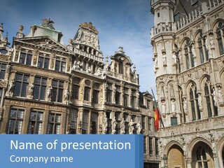 A Large Building With A Clock Tower In The Middle Of It PowerPoint Template