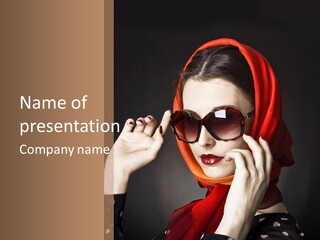 A Woman Wearing Sunglasses And A Red Scarf PowerPoint Template
