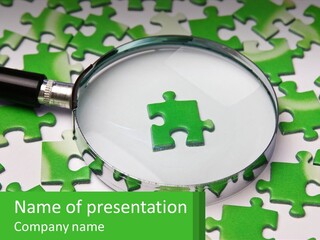 A Magnifying Glass With A Piece Of Puzzle On It PowerPoint Template