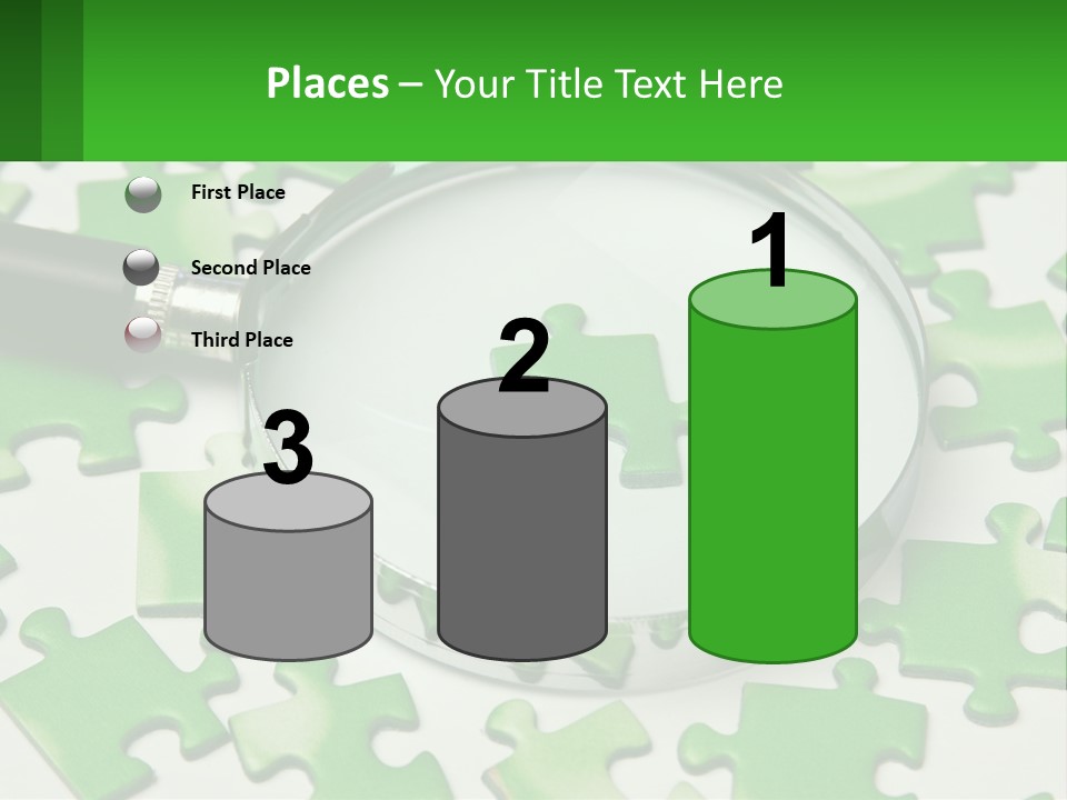 A Magnifying Glass With A Piece Of Puzzle On It PowerPoint Template