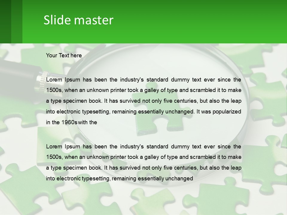 A Magnifying Glass With A Piece Of Puzzle On It PowerPoint Template