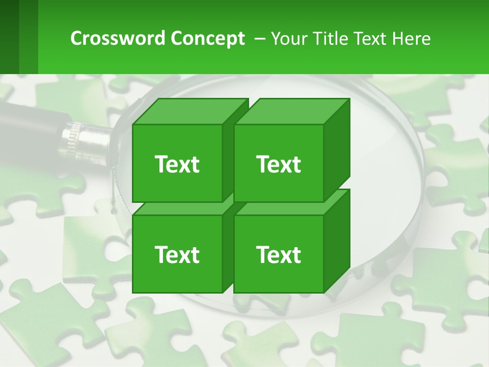 A Magnifying Glass With A Piece Of Puzzle On It PowerPoint Template