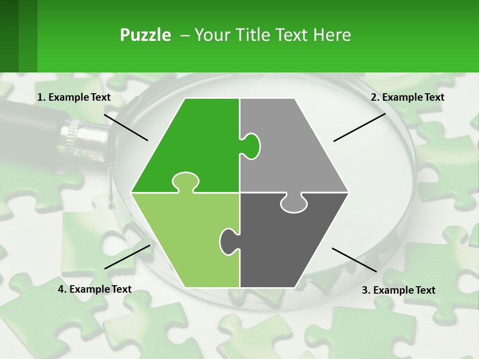 A Magnifying Glass With A Piece Of Puzzle On It PowerPoint Template