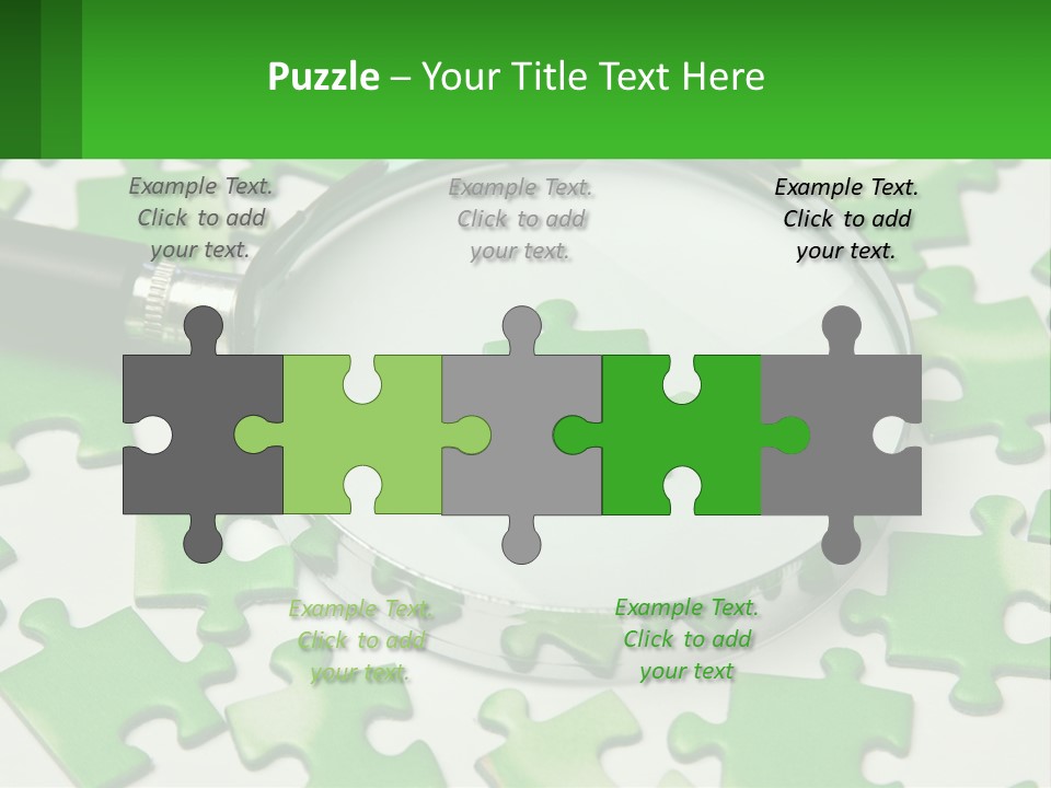 A Magnifying Glass With A Piece Of Puzzle On It PowerPoint Template