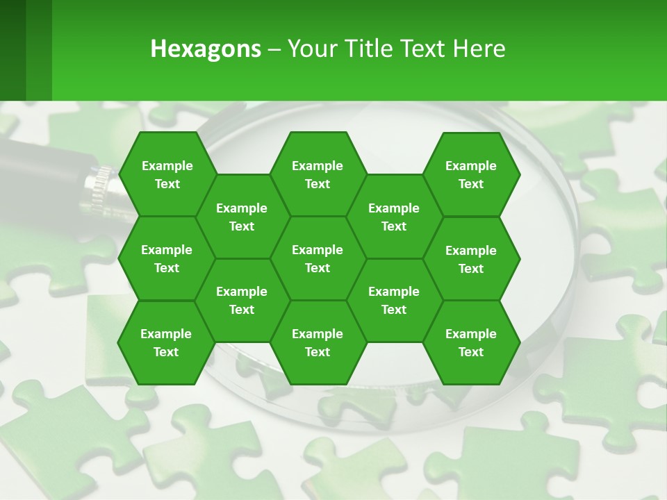 A Magnifying Glass With A Piece Of Puzzle On It PowerPoint Template