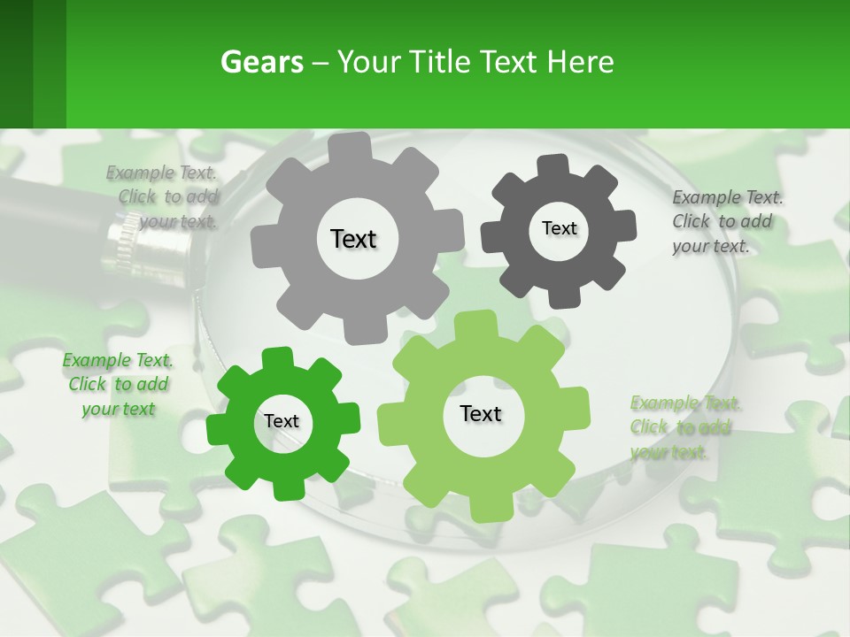 A Magnifying Glass With A Piece Of Puzzle On It PowerPoint Template