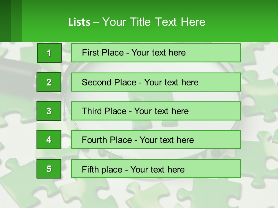 A Magnifying Glass With A Piece Of Puzzle On It PowerPoint Template