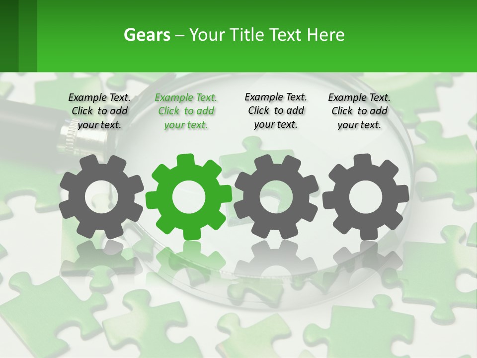 A Magnifying Glass With A Piece Of Puzzle On It PowerPoint Template