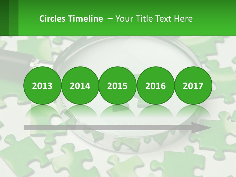 A Magnifying Glass With A Piece Of Puzzle On It PowerPoint Template