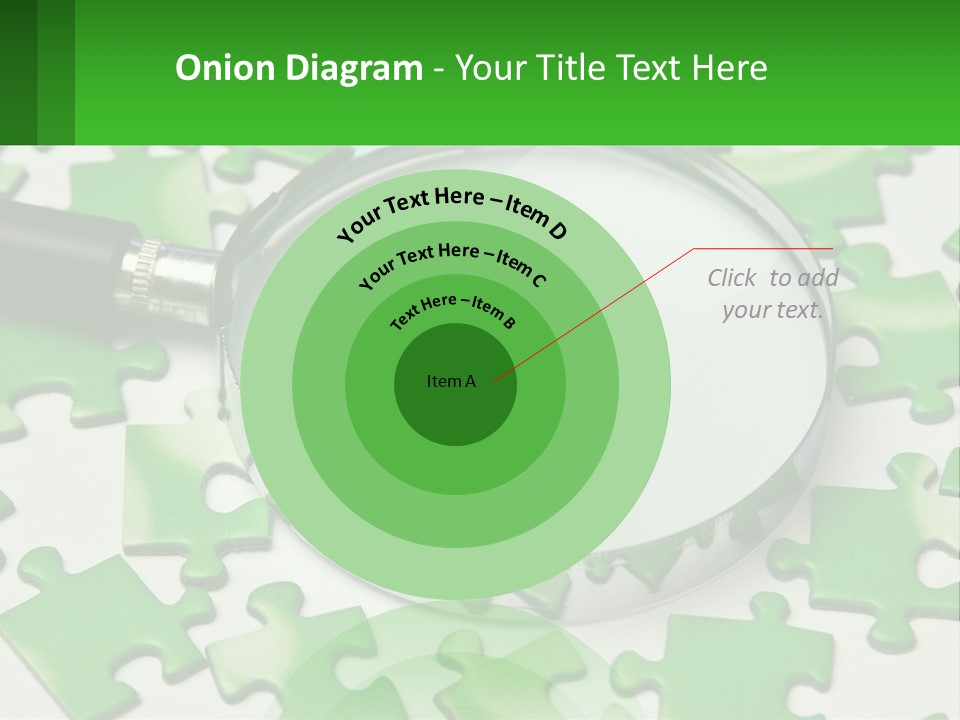 A Magnifying Glass With A Piece Of Puzzle On It PowerPoint Template