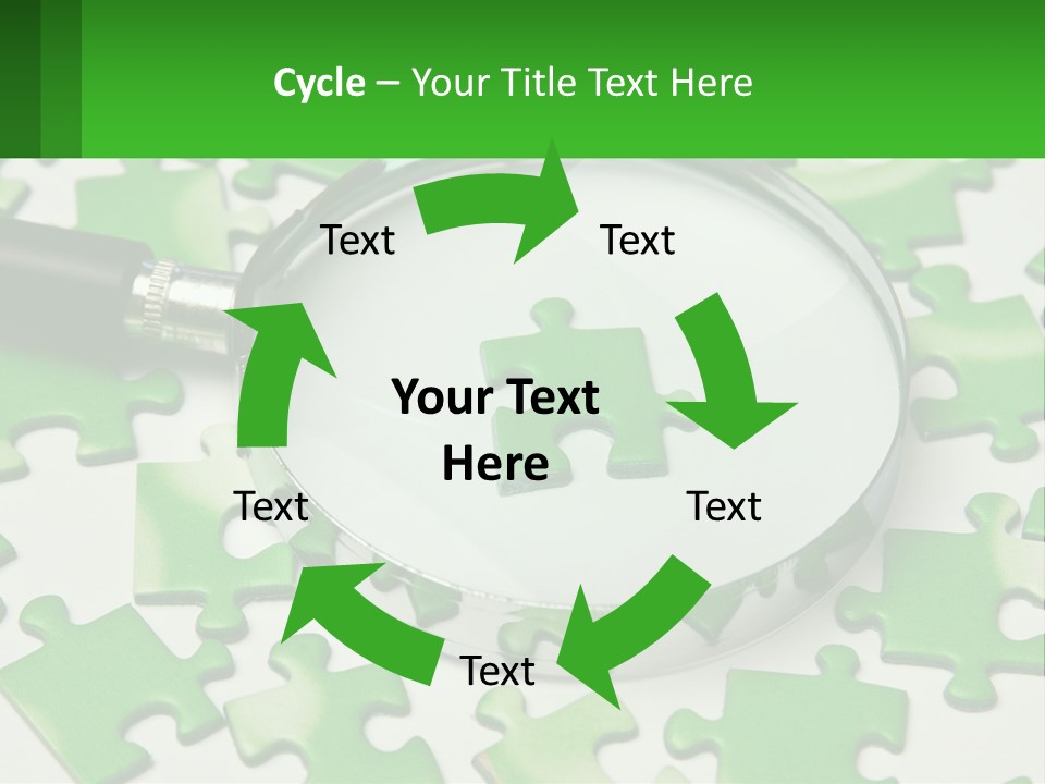 A Magnifying Glass With A Piece Of Puzzle On It PowerPoint Template