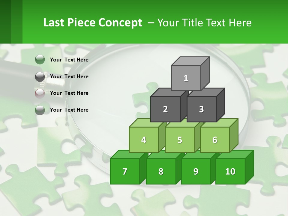 A Magnifying Glass With A Piece Of Puzzle On It PowerPoint Template