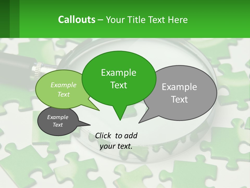 A Magnifying Glass With A Piece Of Puzzle On It PowerPoint Template
