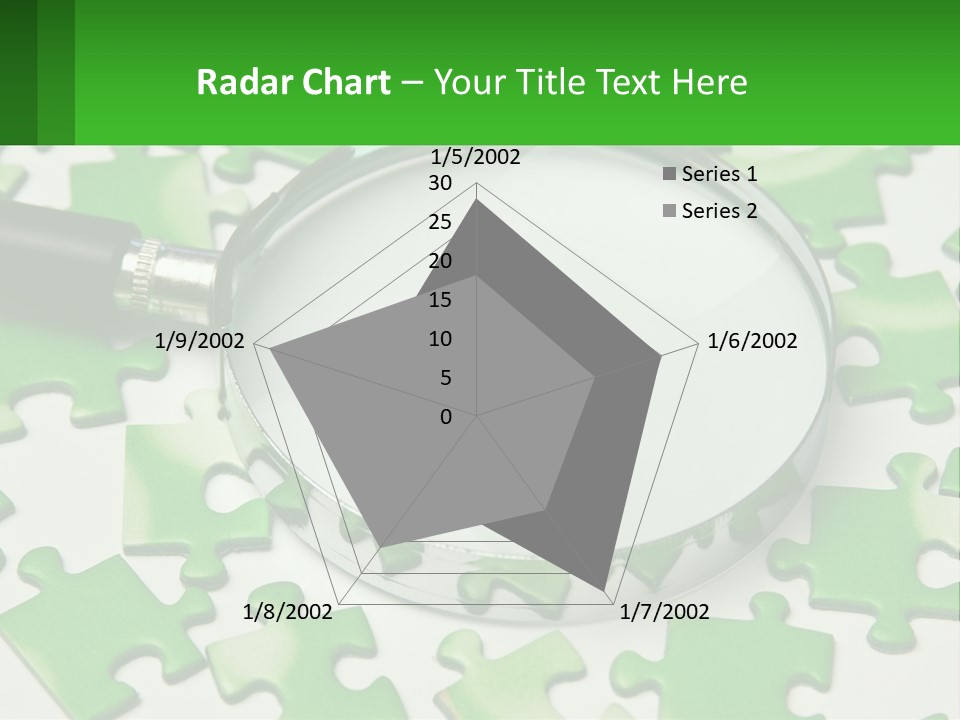 A Magnifying Glass With A Piece Of Puzzle On It PowerPoint Template