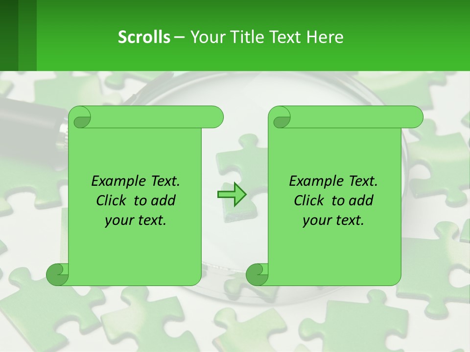 A Magnifying Glass With A Piece Of Puzzle On It PowerPoint Template