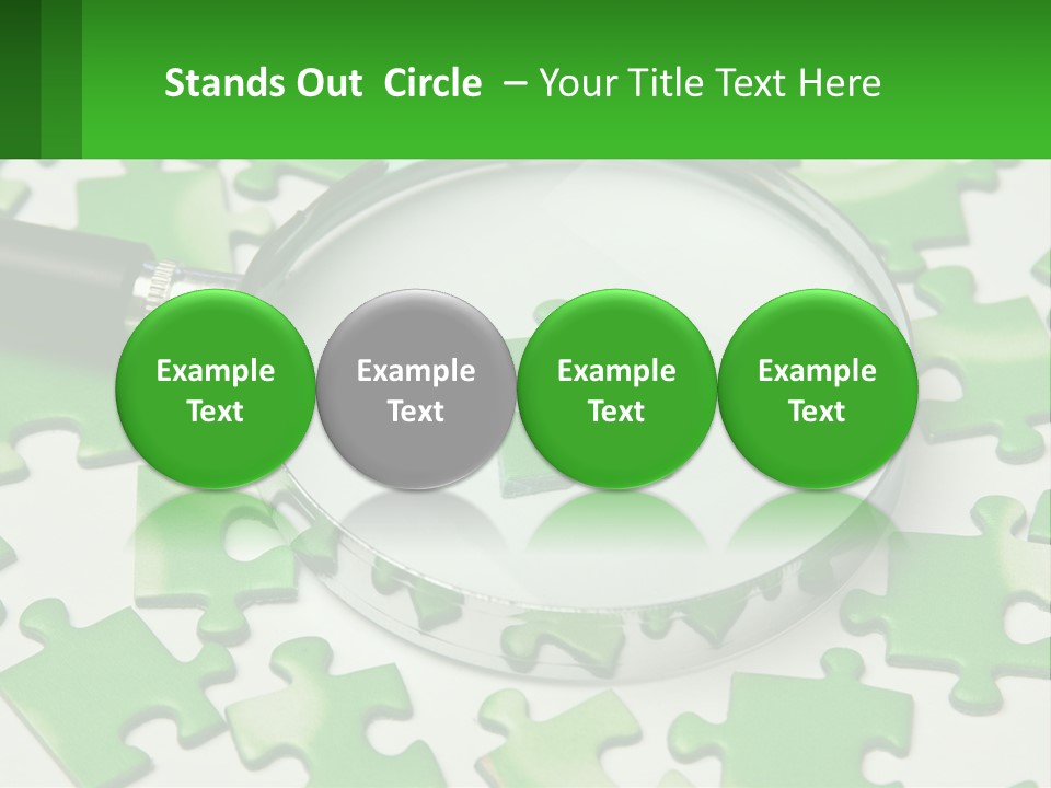 A Magnifying Glass With A Piece Of Puzzle On It PowerPoint Template