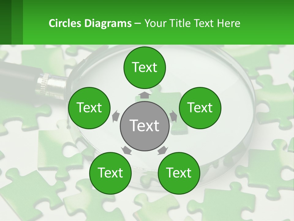 A Magnifying Glass With A Piece Of Puzzle On It PowerPoint Template