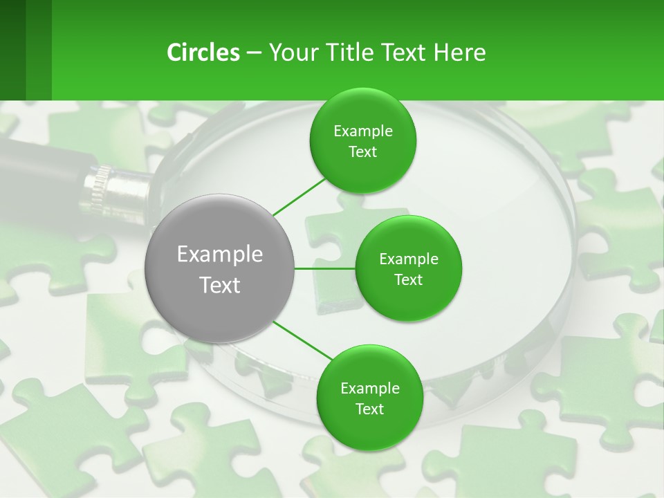 A Magnifying Glass With A Piece Of Puzzle On It PowerPoint Template