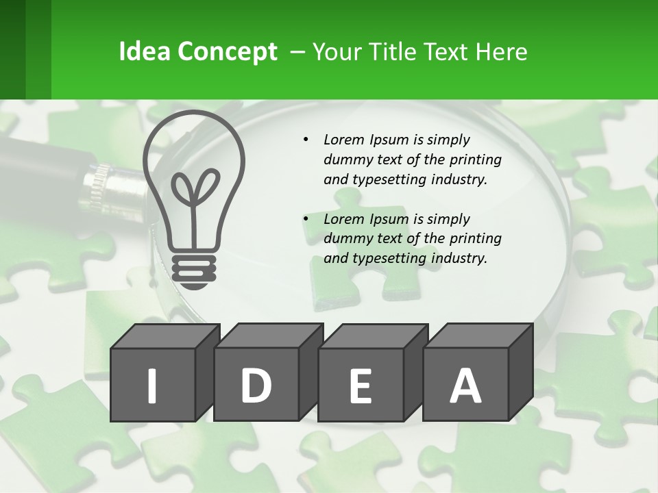A Magnifying Glass With A Piece Of Puzzle On It PowerPoint Template