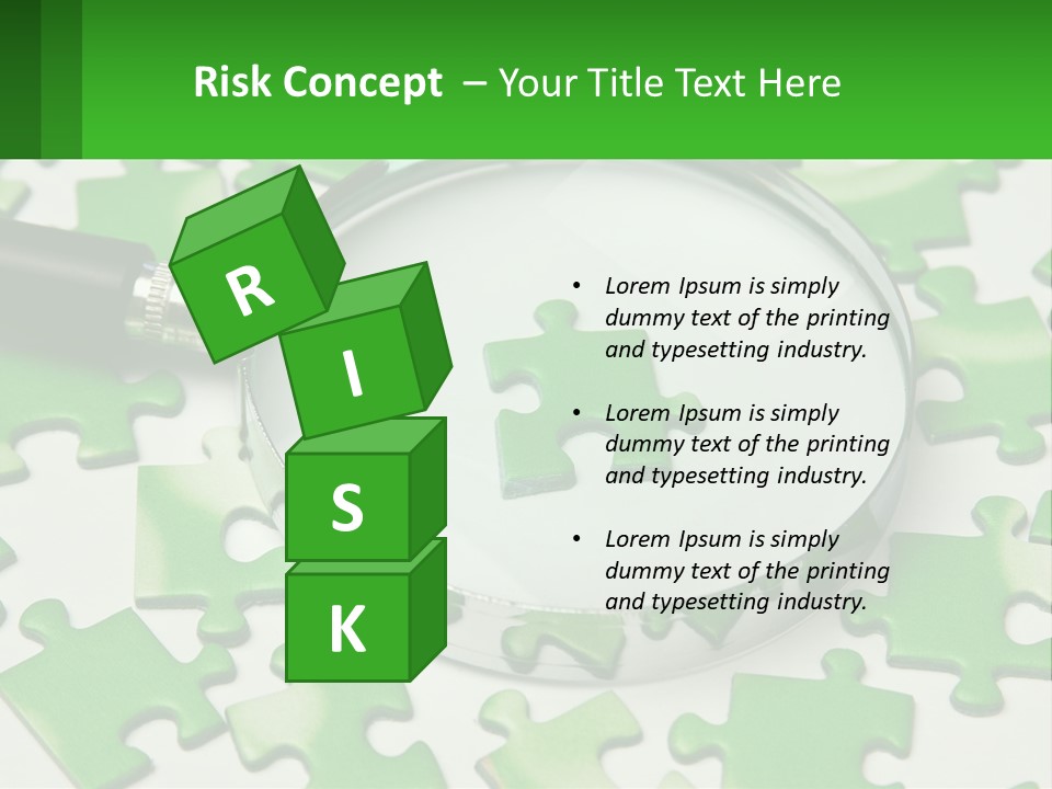 A Magnifying Glass With A Piece Of Puzzle On It PowerPoint Template