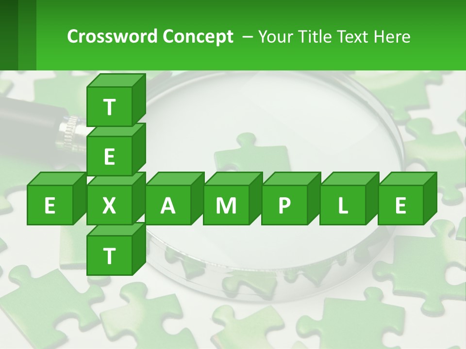 A Magnifying Glass With A Piece Of Puzzle On It PowerPoint Template