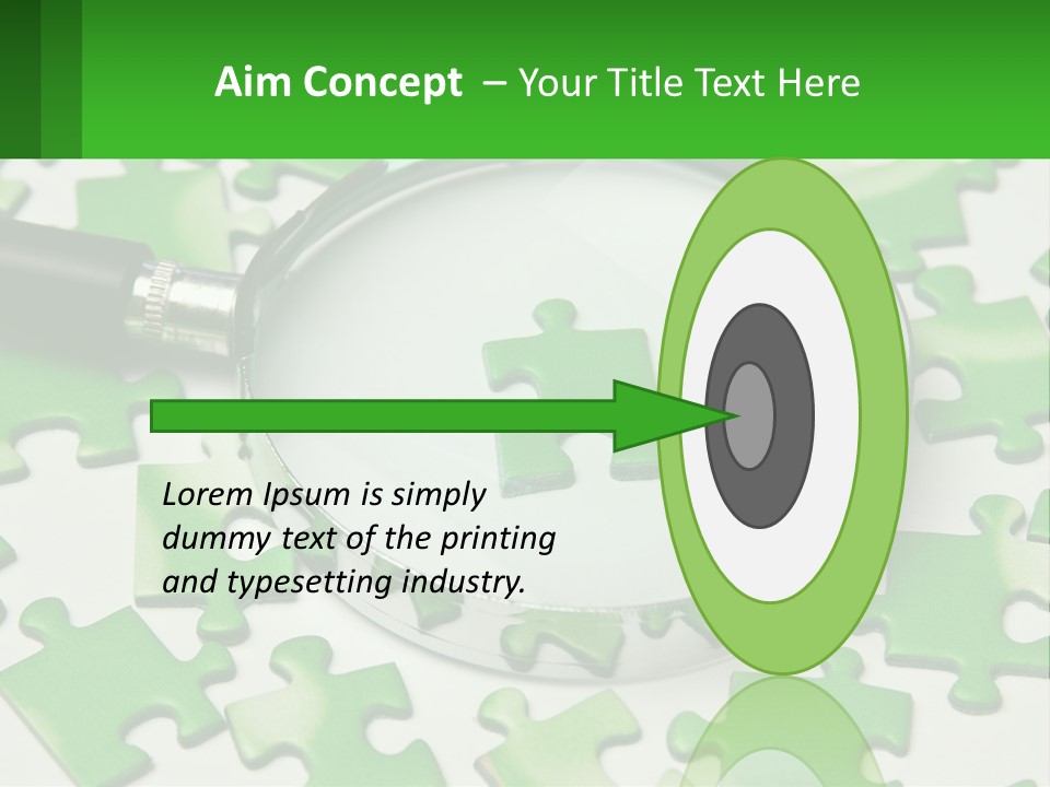 A Magnifying Glass With A Piece Of Puzzle On It PowerPoint Template