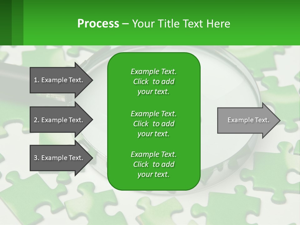 A Magnifying Glass With A Piece Of Puzzle On It PowerPoint Template