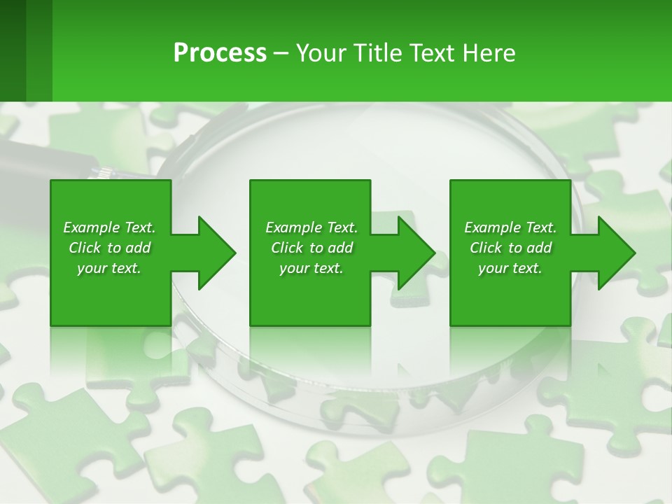 A Magnifying Glass With A Piece Of Puzzle On It PowerPoint Template