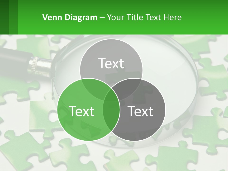 A Magnifying Glass With A Piece Of Puzzle On It PowerPoint Template