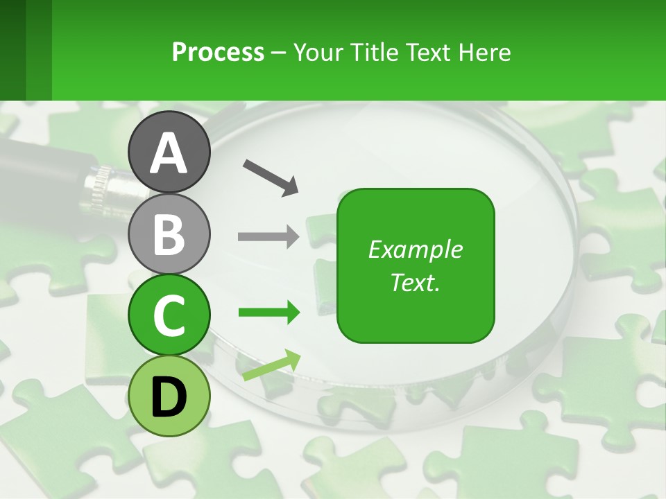 A Magnifying Glass With A Piece Of Puzzle On It PowerPoint Template