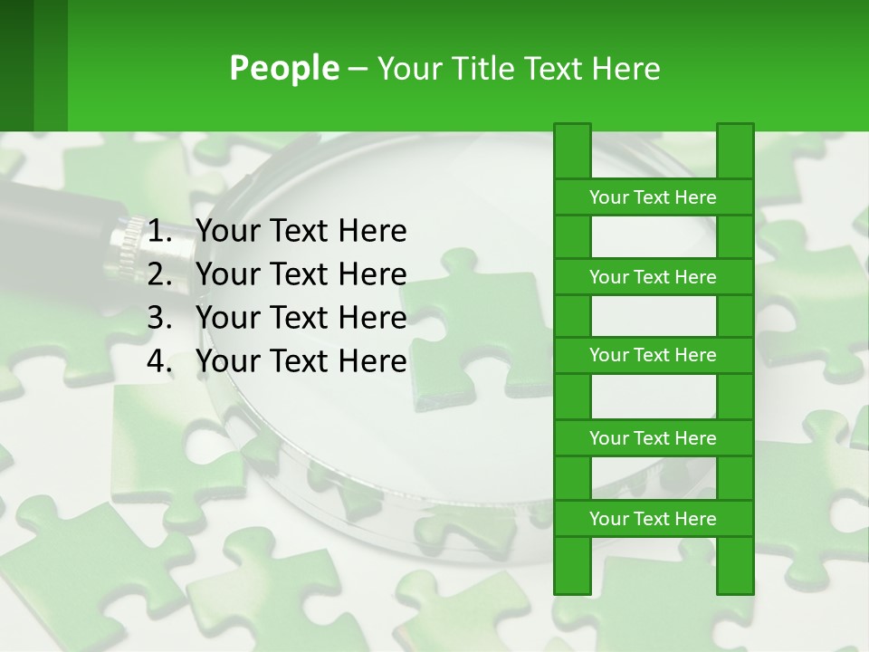 A Magnifying Glass With A Piece Of Puzzle On It PowerPoint Template