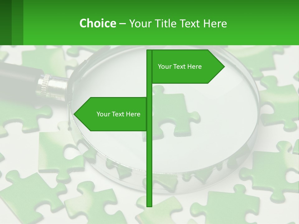 A Magnifying Glass With A Piece Of Puzzle On It PowerPoint Template