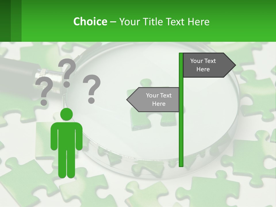 A Magnifying Glass With A Piece Of Puzzle On It PowerPoint Template