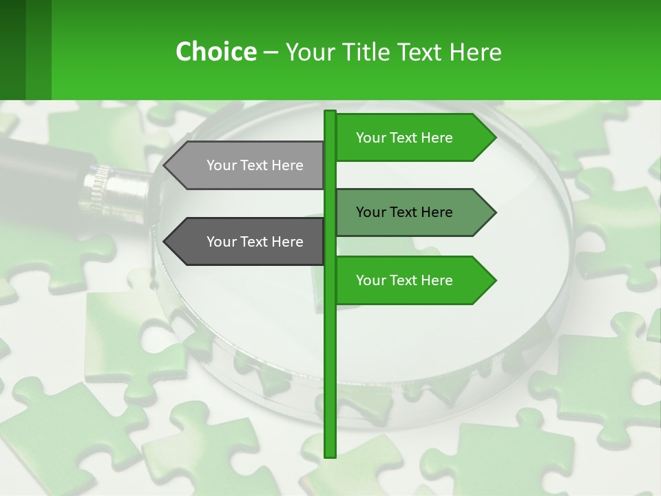 A Magnifying Glass With A Piece Of Puzzle On It PowerPoint Template