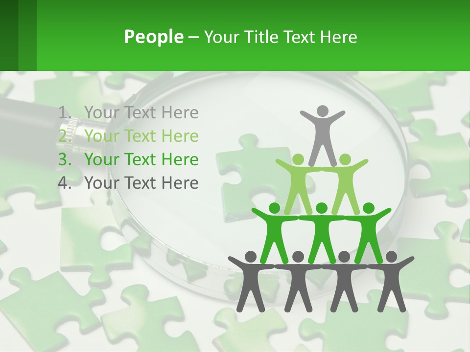 A Magnifying Glass With A Piece Of Puzzle On It PowerPoint Template