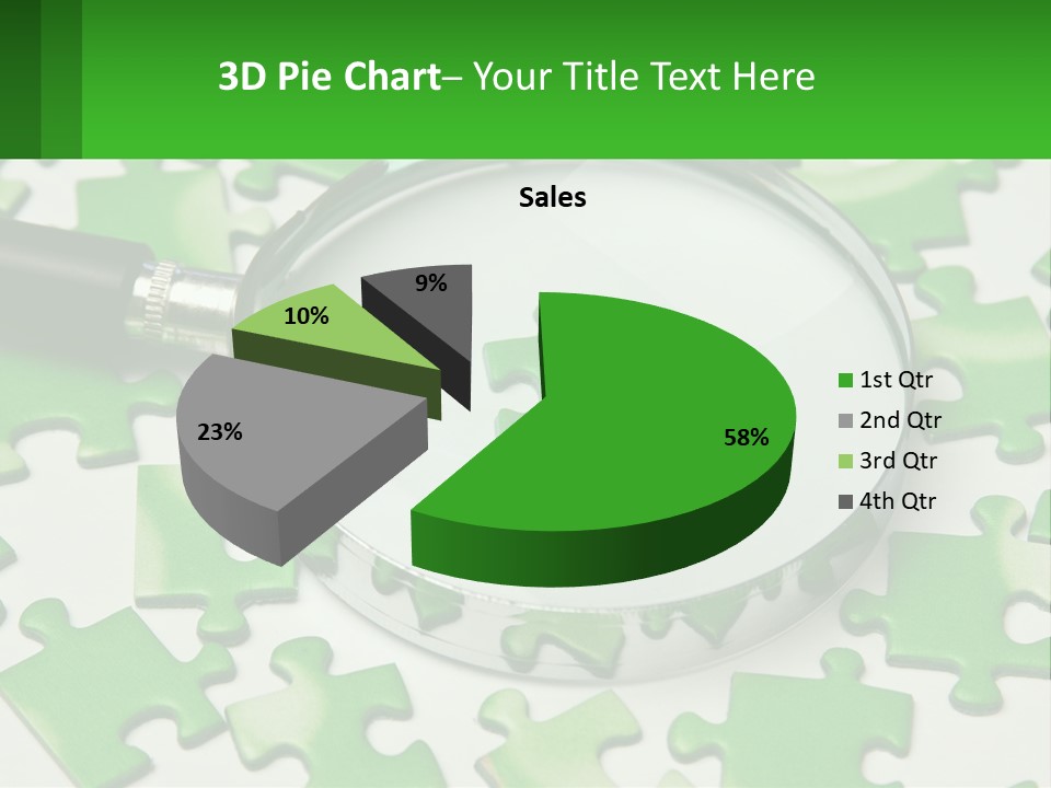 A Magnifying Glass With A Piece Of Puzzle On It PowerPoint Template