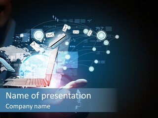 A Person Holding A Laptop In Their Hands PowerPoint Template