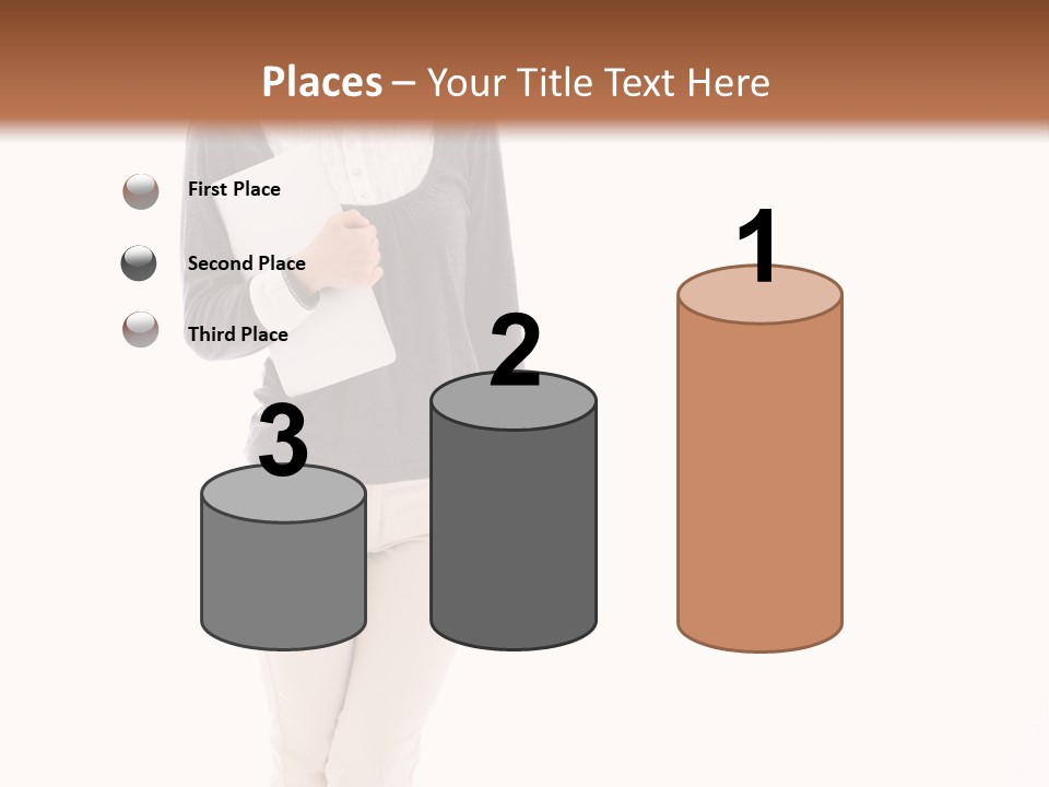 A Woman Standing With A Piece Of Paper In Her Hand PowerPoint Template