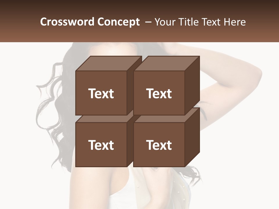 A Woman With Long Dark Hair Is Posing For A Picture PowerPoint Template