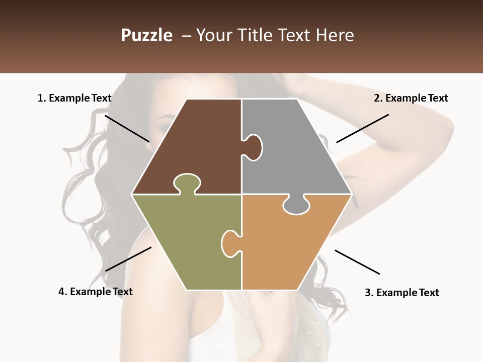 A Woman With Long Dark Hair Is Posing For A Picture PowerPoint Template